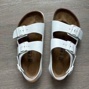 Birkenstock Milano Slingback Buckled Sandals Triple White